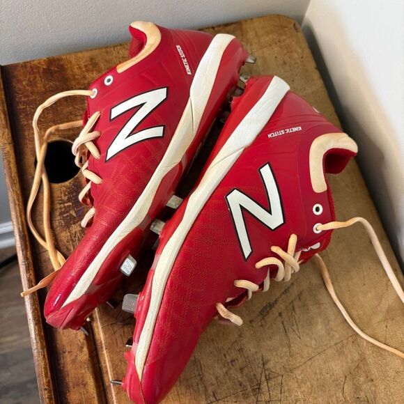 New Balance Red White Metal Baseball Cleats L4040TR5 Rev-Lite Men's 12 - Picture 3 of 12